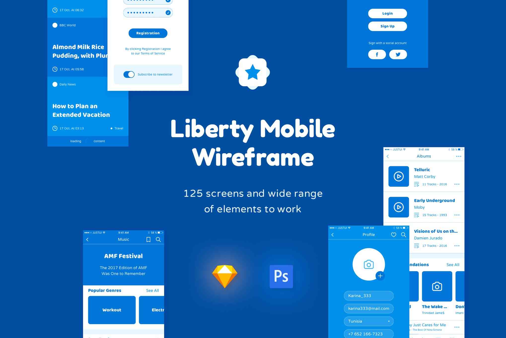 Liberty Mobile Wireframe Kit