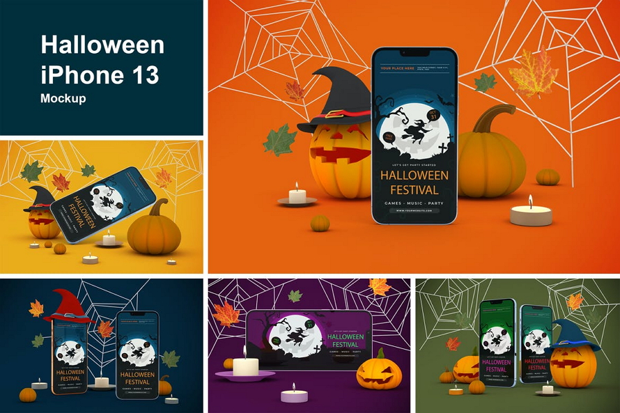 Halloween iPhone 13 Mockups