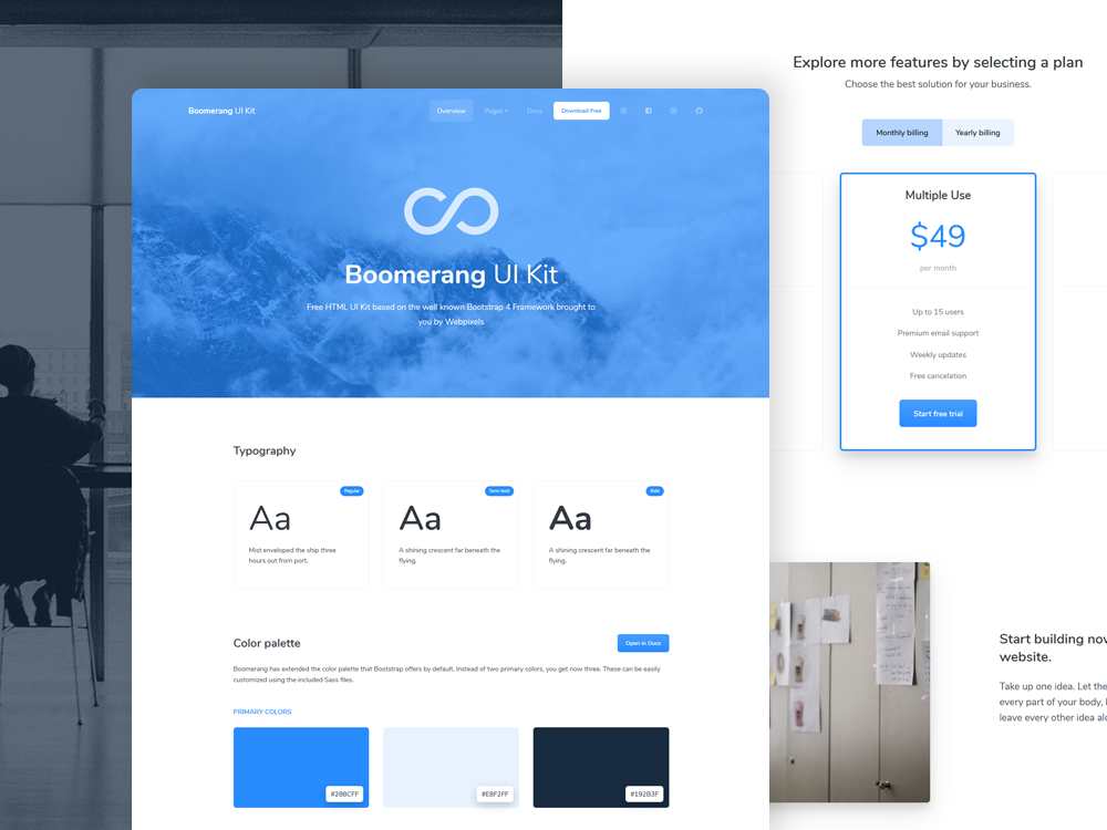 Boomerang Free Bootstrap Web UI Kit