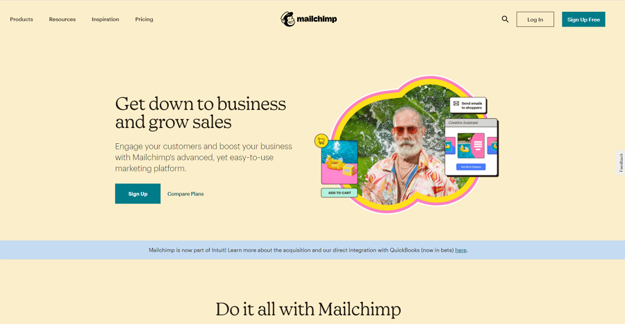 Mailchimp homepage design