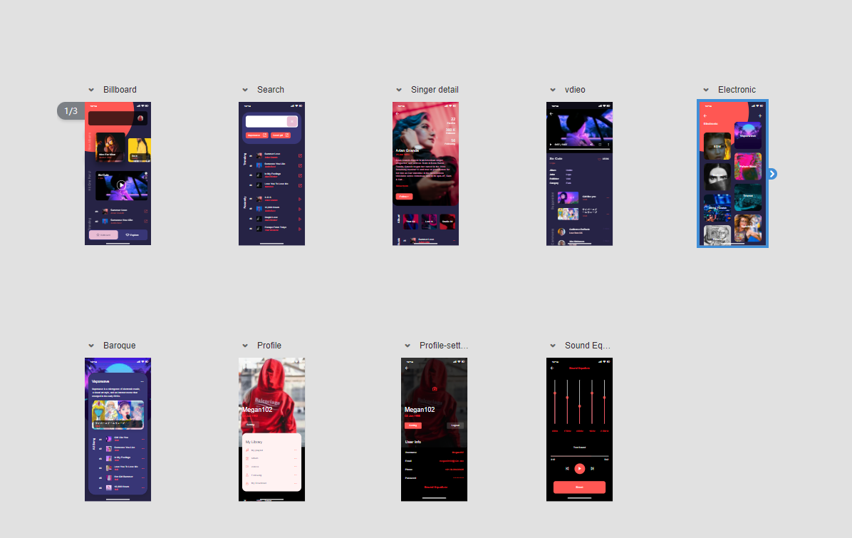 Holo Music App Screens