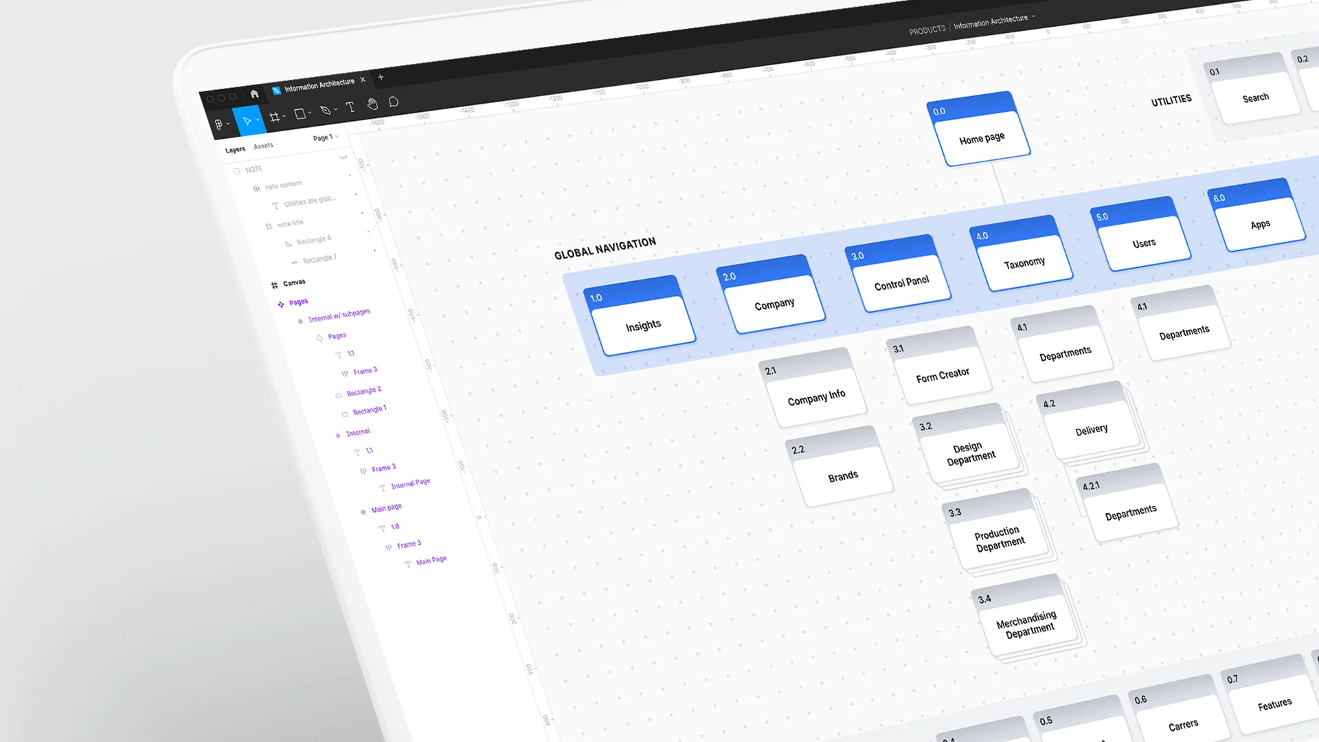 Sitemap from the Information architecture template